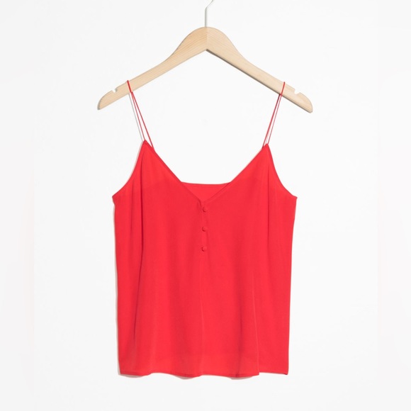 & other stories Silk Camisole Top in Red - Picture 2 of 12